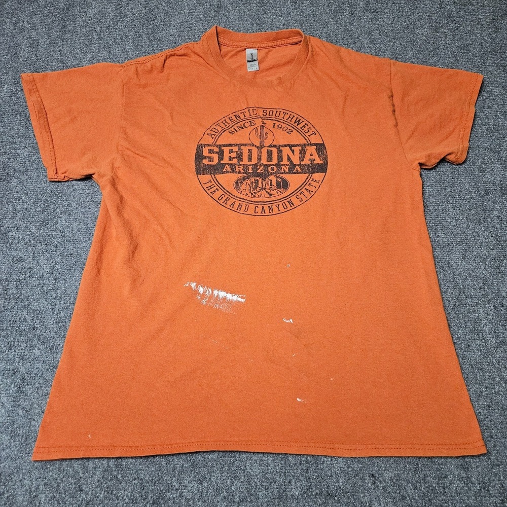Vintage Sedona Arizona Tshirt Mens Large Orange Southwest Graphic Tee Distressed